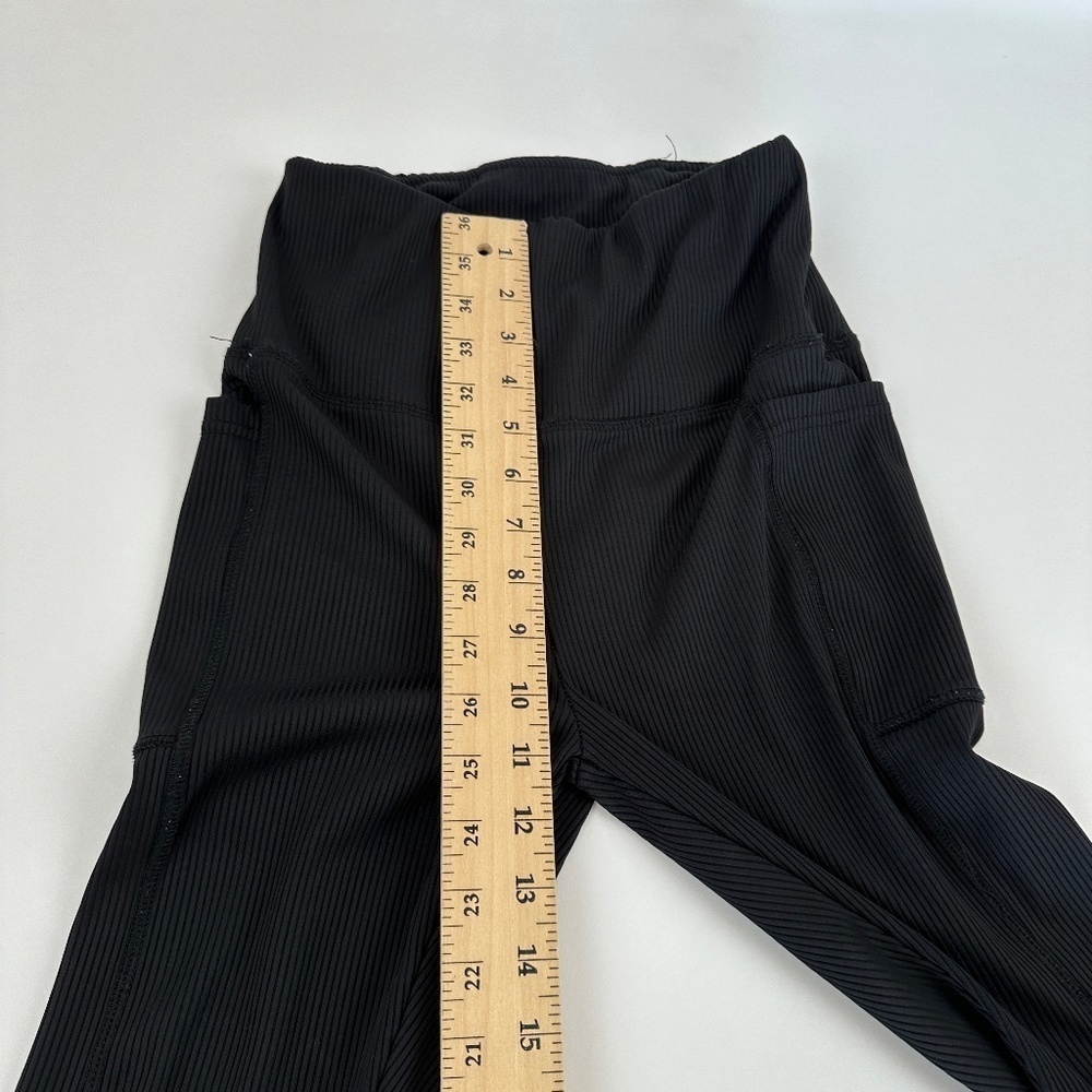 Leggings Womens Black Ribbed - Picture 6 of 9